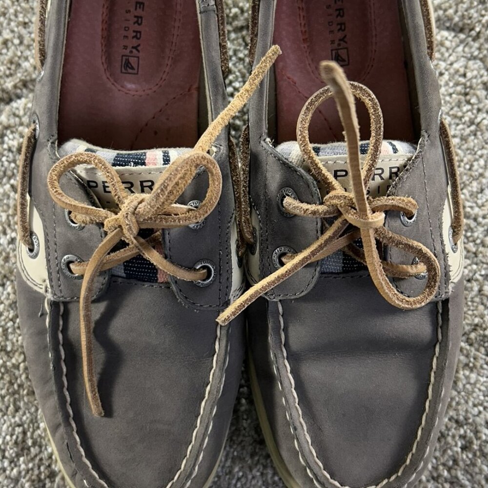 Sperry Top -Sider Women's Boat Shoes Gray Leather Multi Colored Size 6M STS90026 - Picture 2 of 11